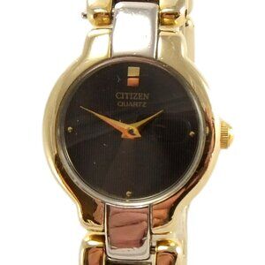 CITIZEN Ladies Silver and Gold Tone Watch Model 5920-S76256 Blk Dial Womens 6...